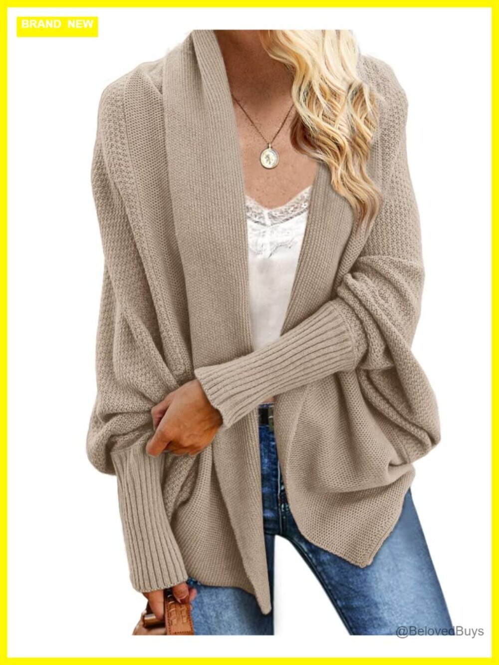 Batwing Cable Knitted Oversized Wrap Cardigan Sweater
